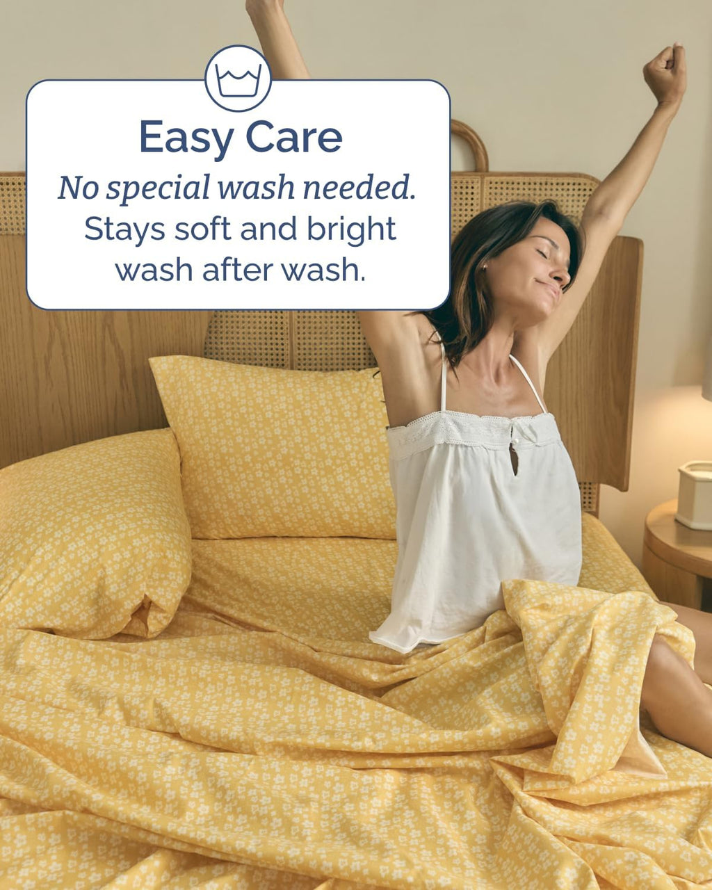 Twin XL 3 Piece Floral Sheet Set - Breathable & Cooling - Yellow Meadow