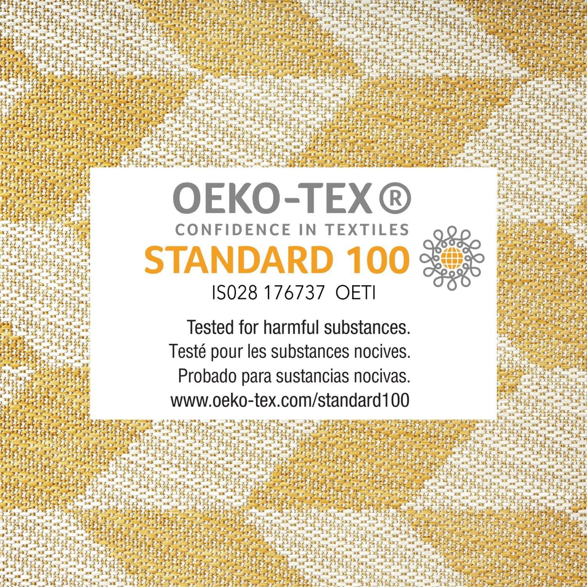 New York Patio Country Calla Contemporary Herringbone Indoor/Outdoor Area Rug, Yellow/Cream, 6'6"x9'2"