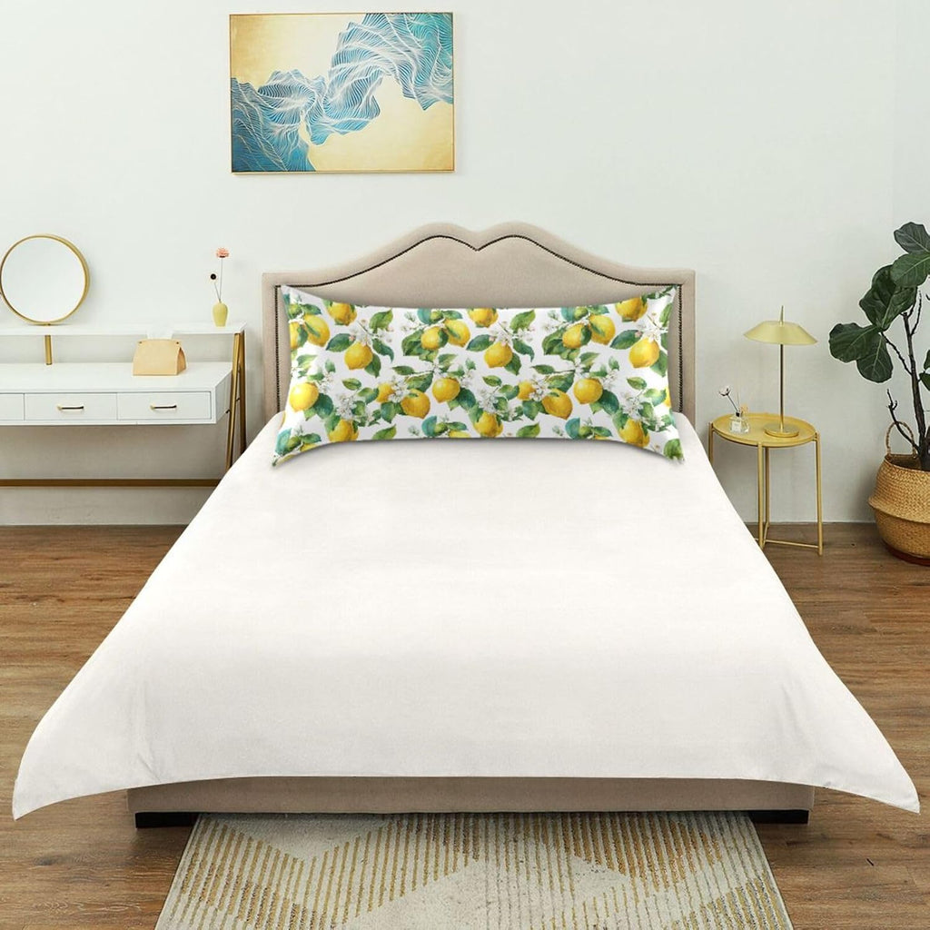 Satin Pillowcase 1 Pack Lemon Yellow Citrus Fruits (13) Similar to Silk Pillow Cases, 20" x 26" Soft Smooth Breathable Cool Pillow Cover for Hair and Skin, Standard Size
