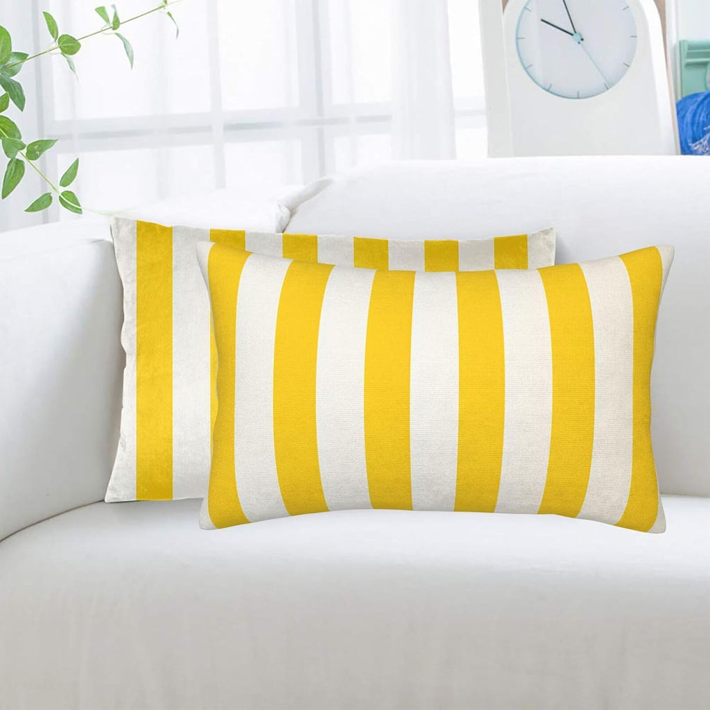 Lemon Yellow Stripes Standard Pillowcases Sets of 2, Ultra Soft Microfiber Plush Pillow Cases 14"X20" Comfort Decorative Throw Pillow Cover with Hidden Zipper for Bedroom, Sofa, Couch